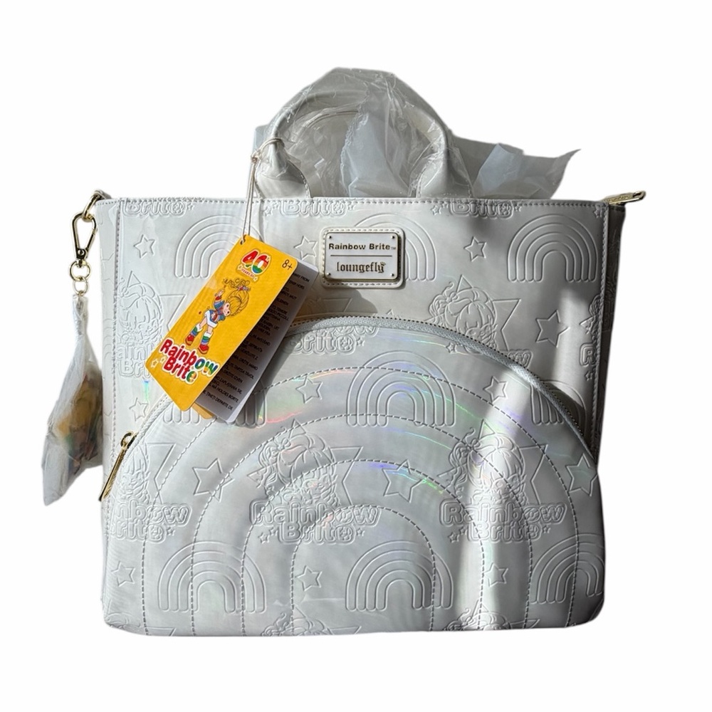 New Loungefly Rainbow Brite White Embossed Women's Convertible Tote Backpack - Picture 13 of 13
